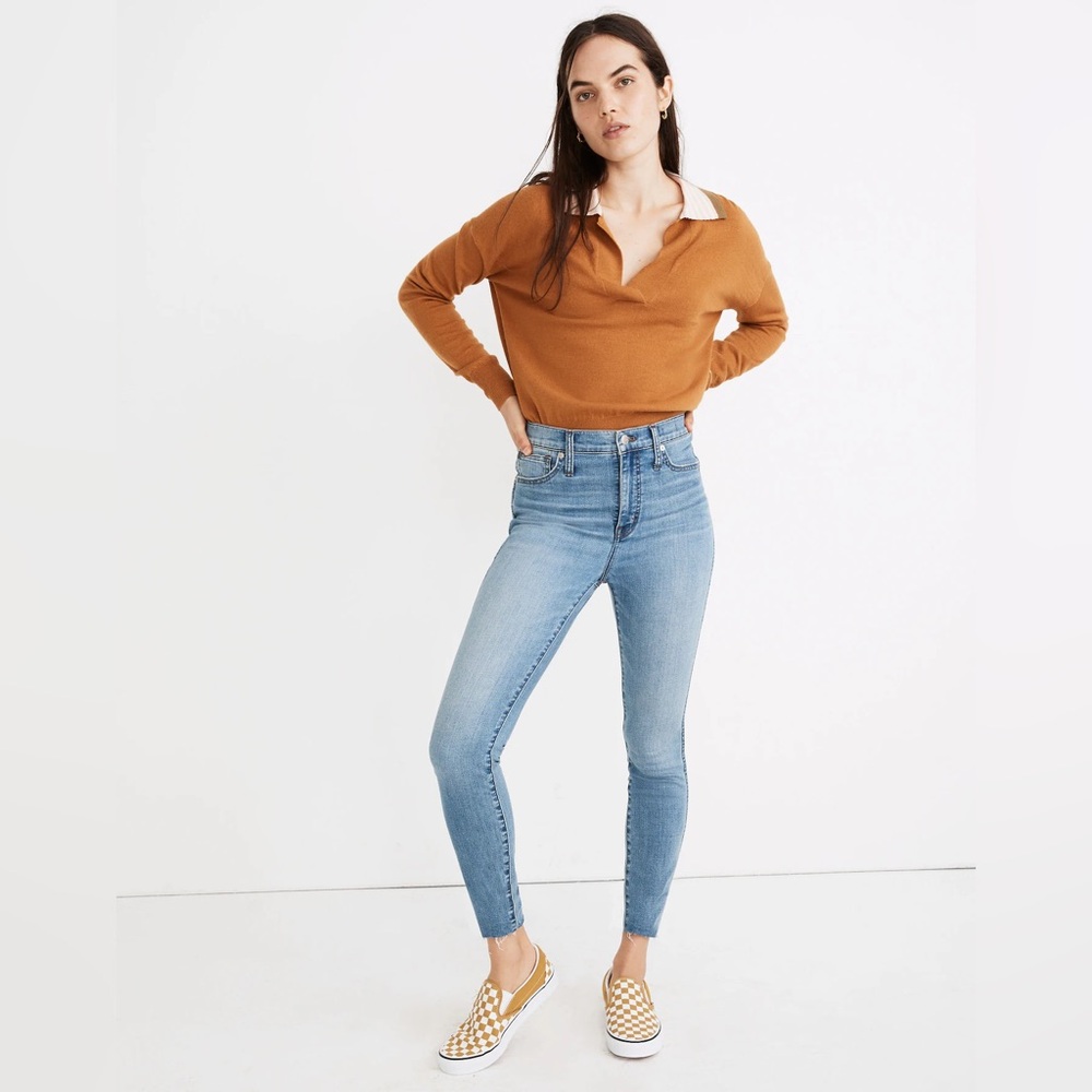 Madewell High Rise Raw Hem Skinny Jean